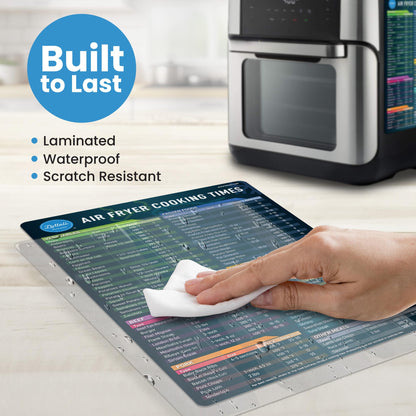 Air Fryer Magnetic Cheat Sheet Set - Air Fryer Accessories Cookbook - As Seen on the Today Show an Easy to Use AirFryer Time Chart Set - Strong Magnet Quick Reference Cooking Guide for Frying (Black)