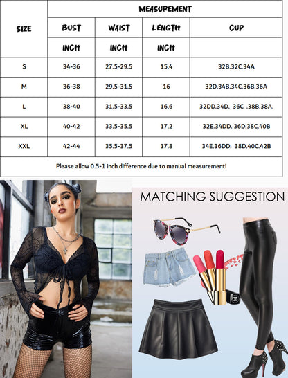 Avidlove Festivals Outfits for Women Rave Tie Front Tops See Through Crop Top V Neck Rave Outfits Spider M