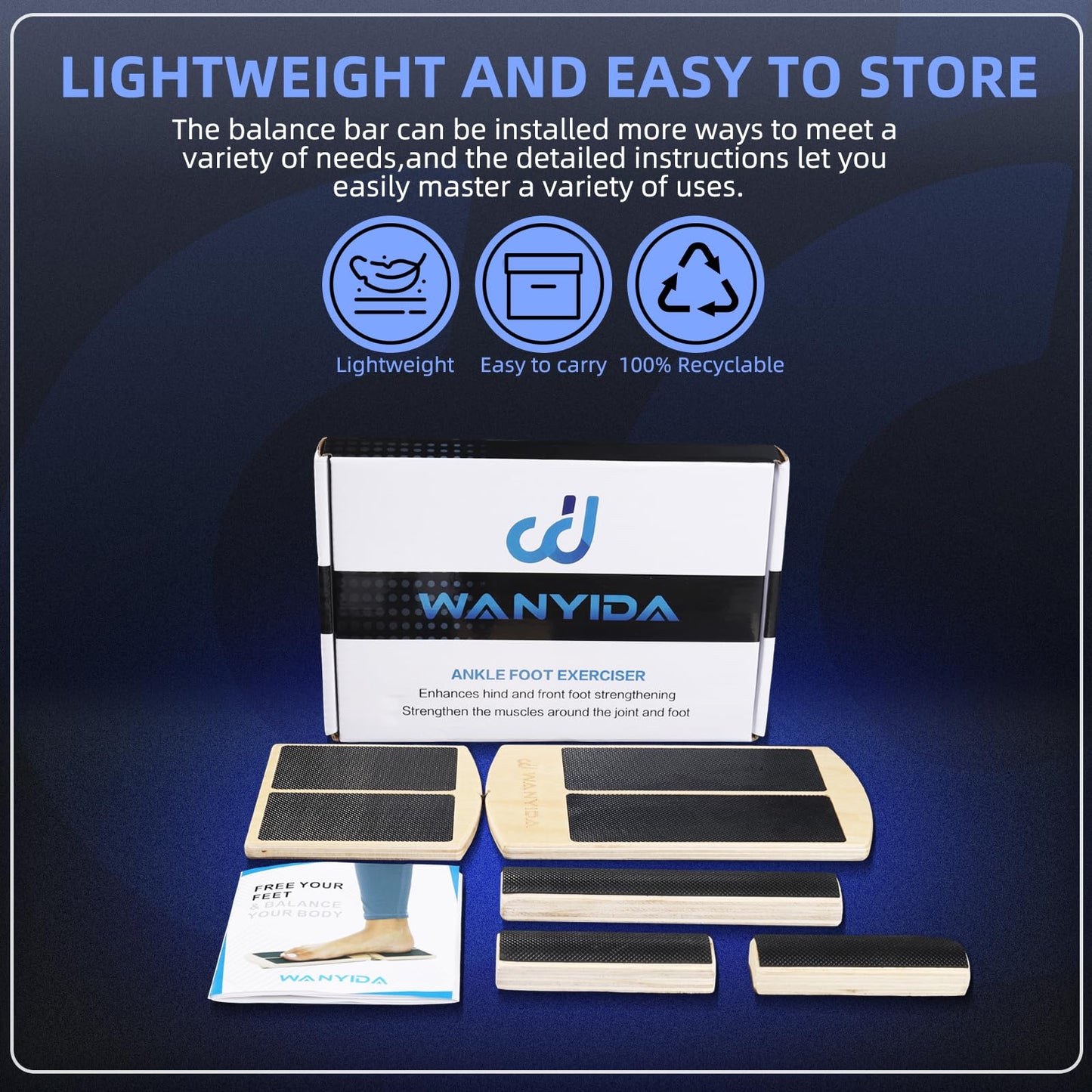 Ankle Foot Strengthener Exerciser for Sprained. Single Leg Balance Board, Posture Corrector, Foot Stretcher for Plantar Fasciitis Relief, FSA/HSA Eligible