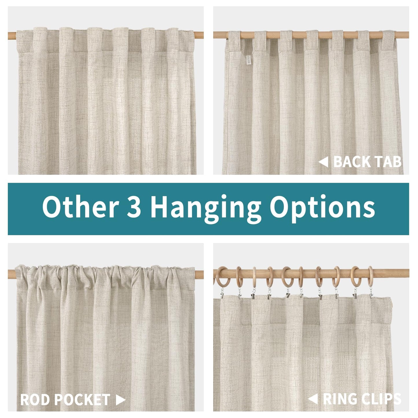 BGment Linen Curtains 63 Inch Length 2 Panels for Living Room - Semi Sheer Drapes Light Filtering Window Treatments with Rod Pocket Back Tab Lightweight for Bedroom, 52 X 63 Inch
