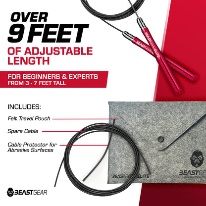 Beast Gear Jump Rope for Men and Women - Built for Speed, Premium Aluminium Jumping Rope for Advance Fitness - Boxing, MMA, HIIT, Strength Training & Double Unders