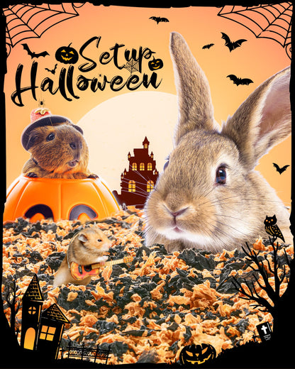 BUCATSTATE Hamster Bedding 70L, 99% Dust-Free Guinea Pigs Bedding Odor Control, Cozy Paper Small Animal Beddings for Rabbit Rat Syrian Dwarf Hamsters Gerbils (Halloween Décor)