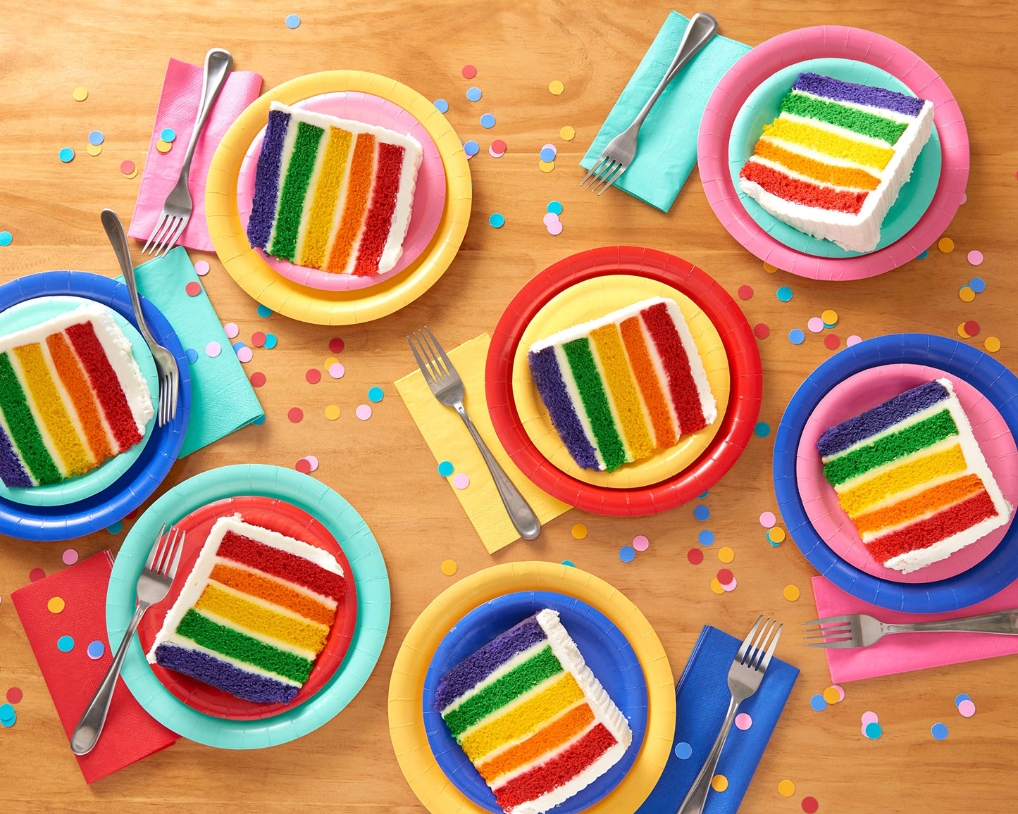 American Greetings 50-Count 7 in. x 7 in. Rainbow Paper Dessert Plates