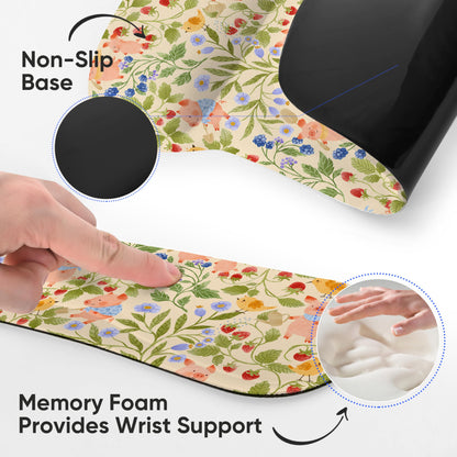 AUPET Mouse Pad Keyboard Wrist Rest Set,Ergonomic Memory Foam Mouse Pads Wrist Support Set,Non-Slip Base, Smooth Surface, Pain Relief for Gaming,Office (Pink Piggy)