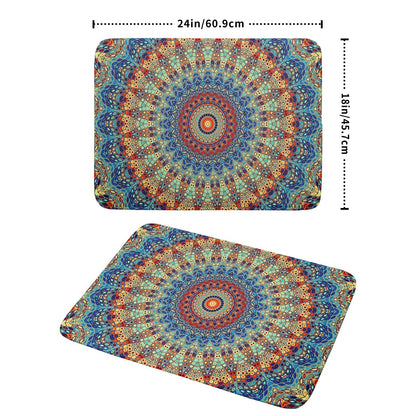Bohemian Mandala Dish Drying Mat for Kitchen Counter Boho Ethnic Drying Mat 18 x 24 Inch with High Absorbent Reversible Microfiber Dish Drying Pad Dish Rack Pad Drainer Mat for Coffee Bar