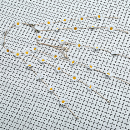 AWAYTR Flower Hippie Headband Floral Crown Behemain Sunflowers Beads Adjust Flower Headdress Hair Accessories (White)