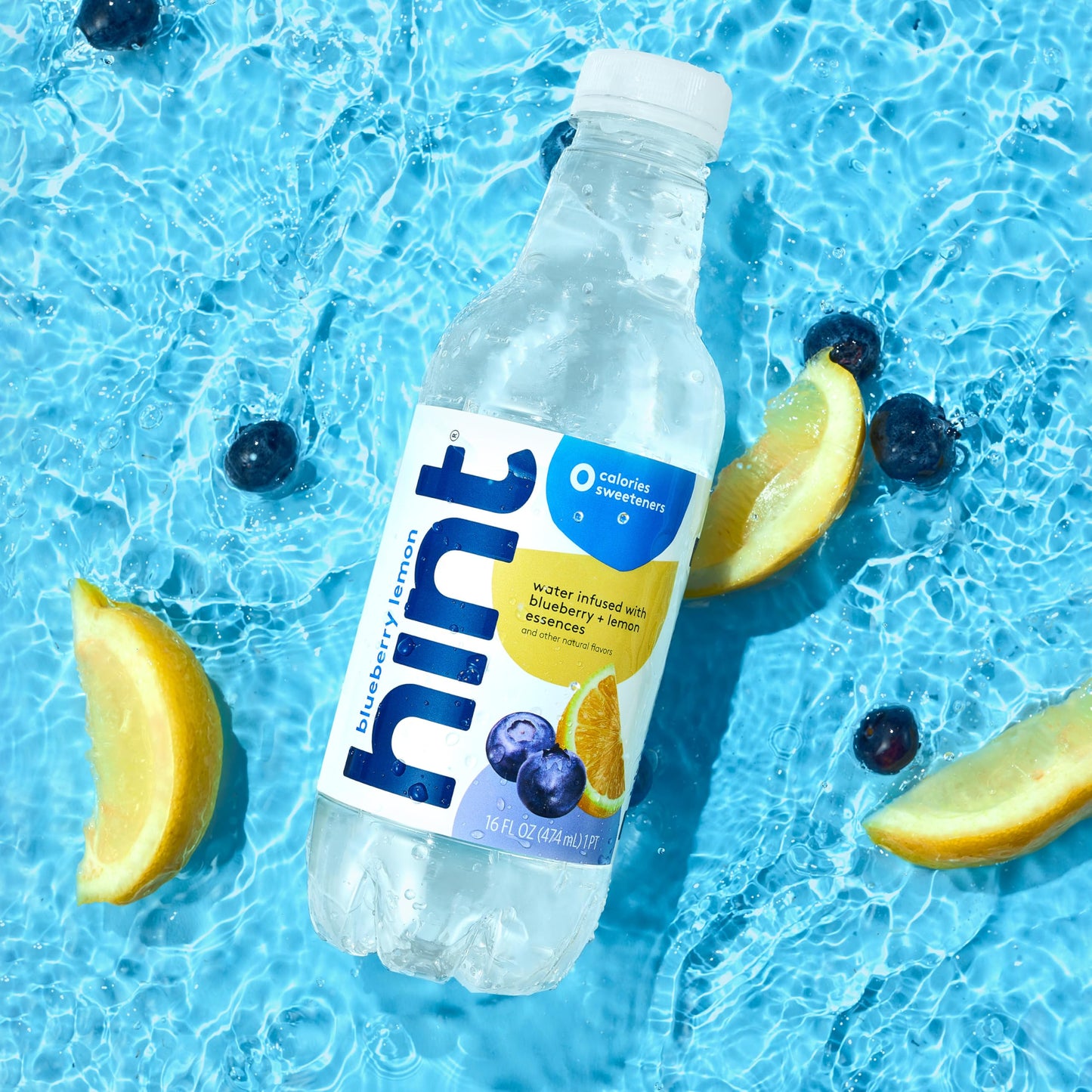 Hint Water Blueberry Lemon, Pure Water Infused with Blueberries & Lemons, Zero Sugar, Zero Calories, Zero Sweeteners, Zero Preservatives, Zero Artificial Flavors, 16 Fl Oz (Pack of 12)