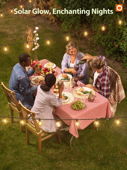 addlon 50FT Solar String Lights for Outside G50 Waterproof with USB Port Solar Patio Lights Outdoor Solar Powered LED Bulbs 3 Light Modes for Backyard Porch Garden Market Bistro Camping