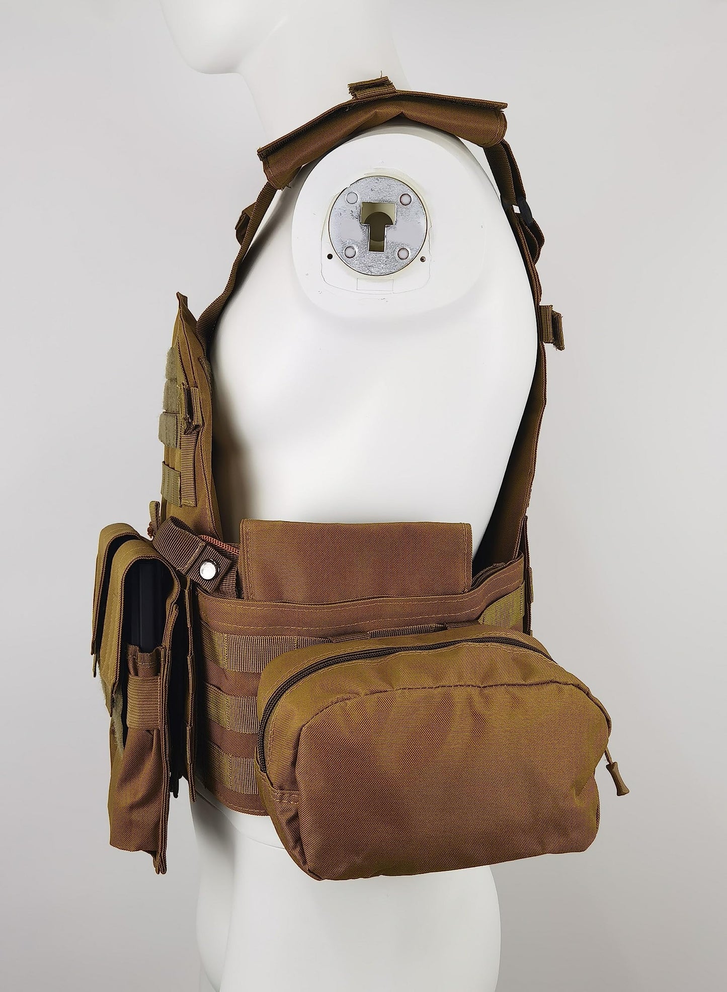 Invenko Heavy Duty Tactical Molle Airsoft Vest Outdoor Hunting Paintball Sports Outdoor Gaming Security Gurad Duty Soft Vest (tan)