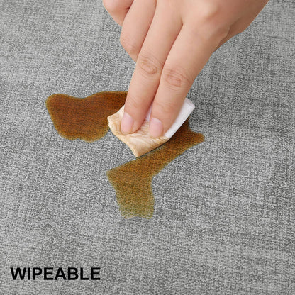 homing Faux Leather Heat Resistant Placemats Set of 6 – Waterproof Wipeable Dining PU Place Mats for Indoor & Outdoor, Easy to Clean - Light Grey