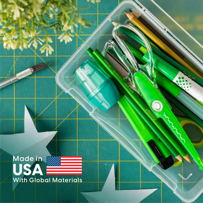 IRIS USA Pencil Case Box Storage Container for Organizing with Snap Lid, 10-Pack, Big Capacity Stackable Plastic Pen Pouch for Craft Hobby Art Supplies Journaling Stationery Sticker, Clear, Medium