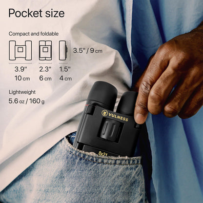 Binoculars for Adults | Compact Small Mini Travel Binocular for Bird Watching High Powered Electronics Cruise Ship Essentials Norwegian Alaska Must Haves Hiking Camping Gear a by VULNESS (Black, 8X21)