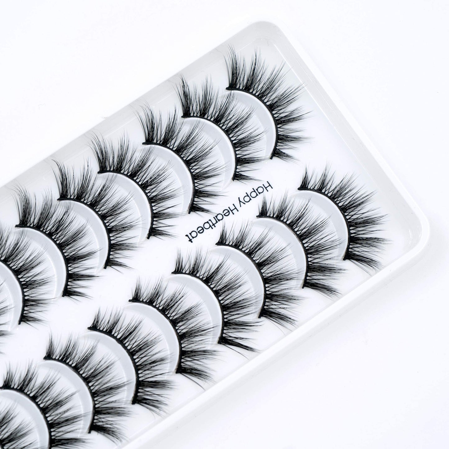 Happy Heartbeat 3D False Eyelashes Spiky Wispy Natural Cat Eye Manga Fluffy Soft Faux Mink lashes Reusable Short Fake Lashes 10 Pairs(H2)