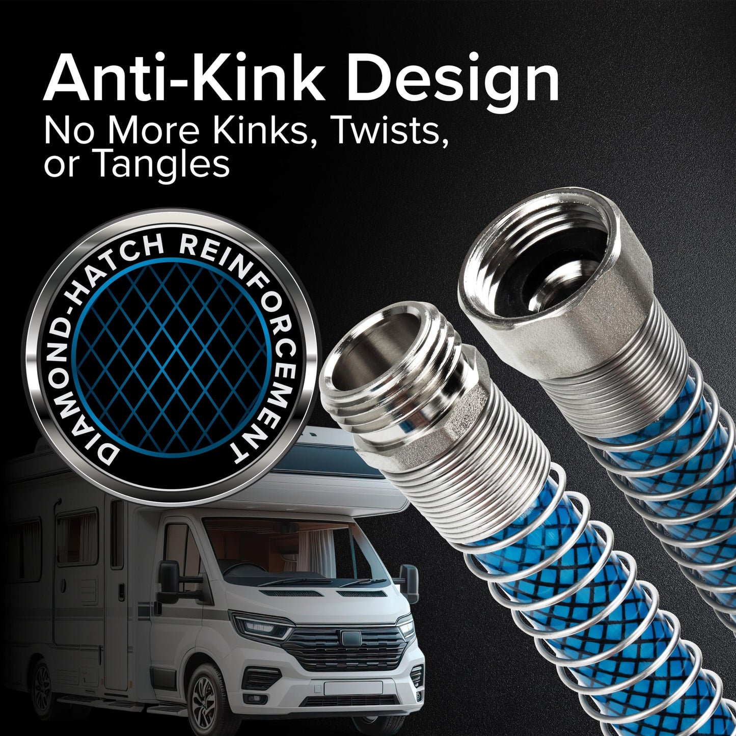 Camco (22853) 50ft Premium Drinking Water Hose - Anti-Kink Design, 20% Thicker Than Standard Hoses (5/8"Inside Diameter),Blue