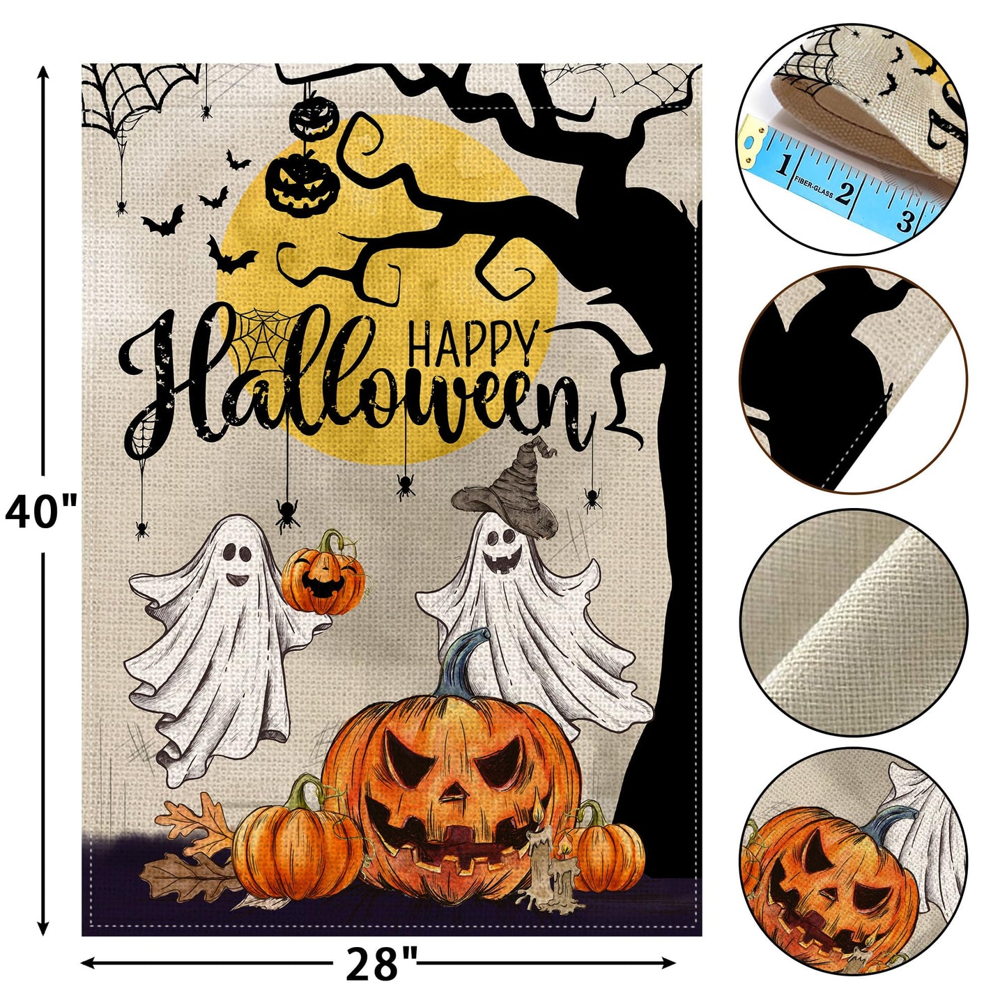 Hexagram Halloween Garden Flag, Halloween Flag 28 X 40 Double Sided, Ghost Happy Garden Pumpkin Flags For Outside Home Decor