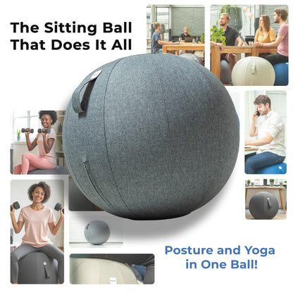 Backerz Balance Ball Chair for Office & Home - Ergonomic Exercise Ball for Posture & Back Pain Relief, Yoga Ball Chair - Sitting Ball with Washable Linen Cover