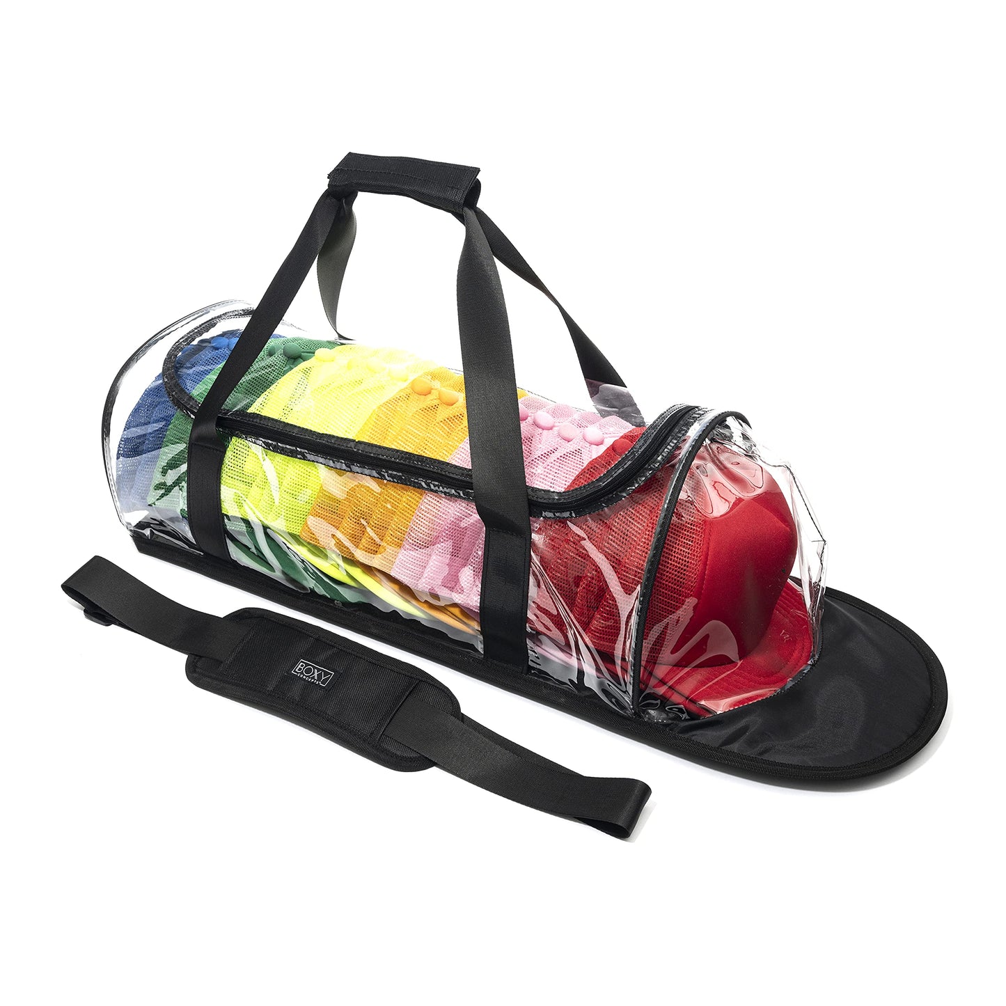 Boxy Concepts Hat Storage Bag - Holds 24 Baseball Cap - Transparent Dome Shaped Carrier Case with Hand & Shoulder Strap - Zippered Hat Organizer, Holder & Storage Bag for Travel - Wall Organizer