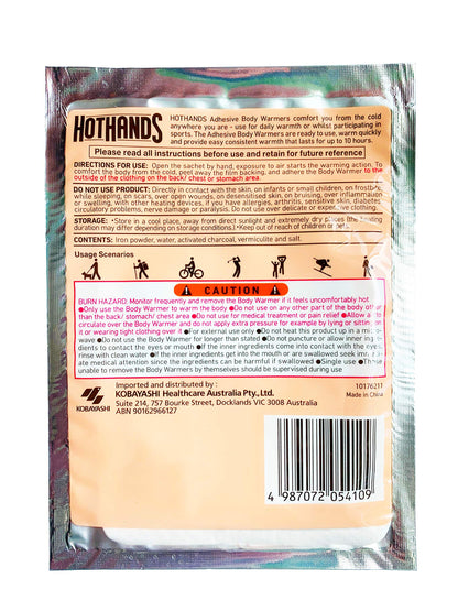 HOTHANDS Adhesive Body Air Activated Warmer Up to 10 Hours of Heat, 5 Count (Pack of 1)
