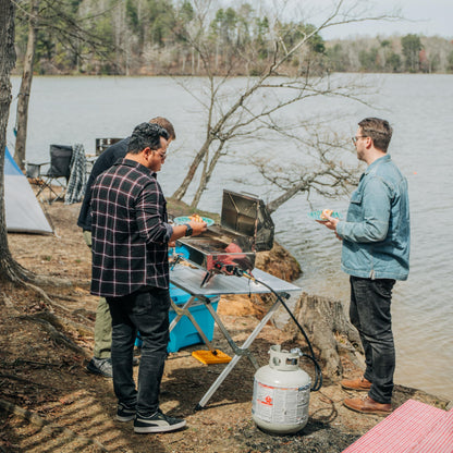 Camco Aluminum Roll-Up Table with Carrying Bag | Lightweight & Easy-to-Carry | Comfortably Sits 4-6 People | Ideal for Tailgating, Camping, The Beach, Parties & More (51892)