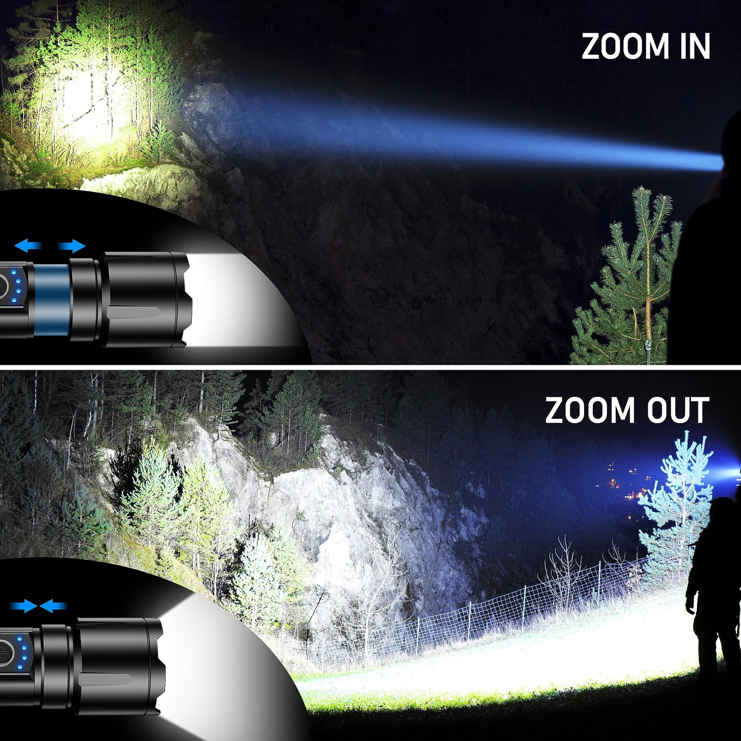 Blukar Rechargeable Flashlight High Lumens, Super Bright LED Powerful Tactical Torch - 5 Light Modes, Zoomable, Long Lasting, Waterproof Handheld Flash Light for Emergency, Camping, Hiking