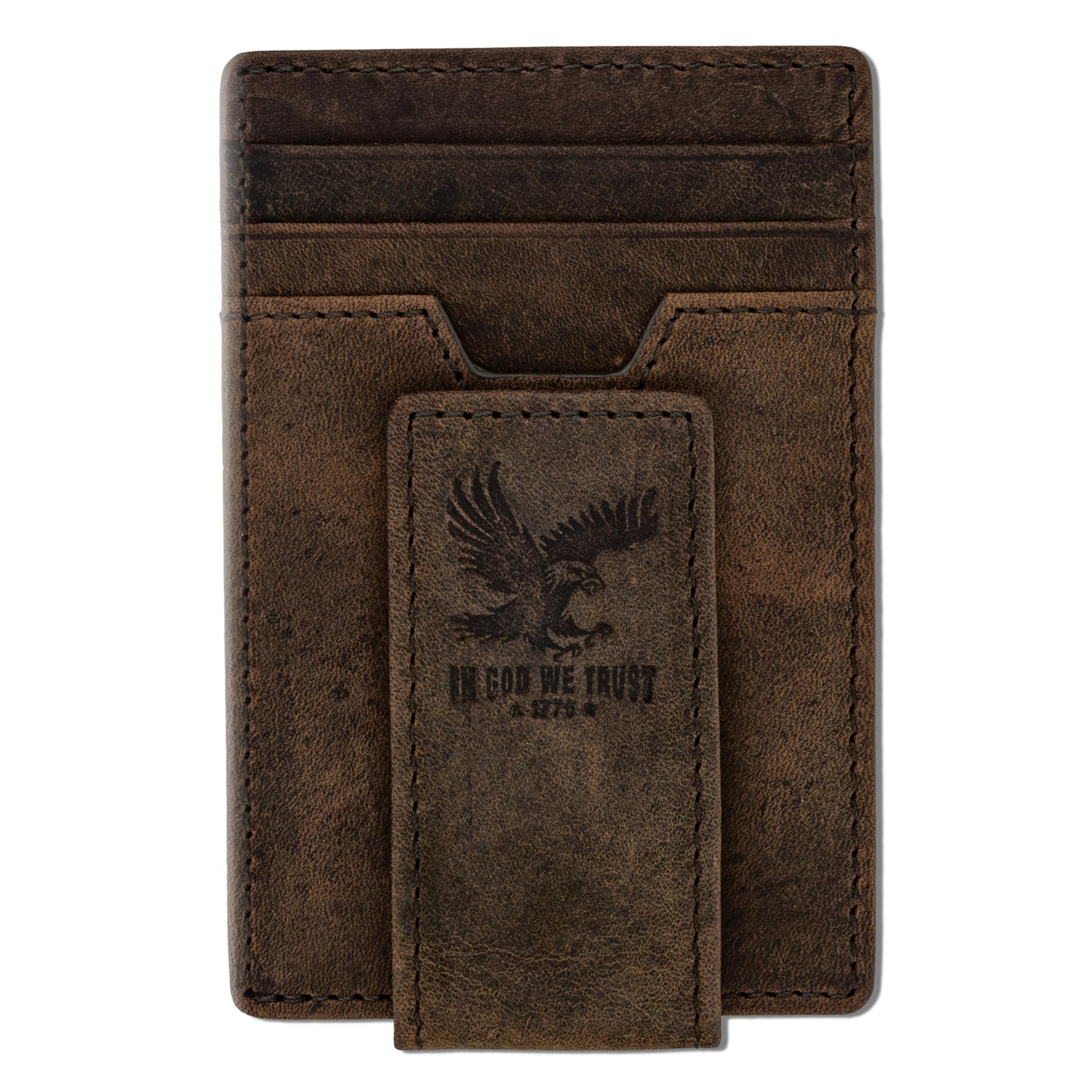 BULL GUARD RFID Magnetic Money Clip Men's Wallet Crafted from Genuine Leather, Slim Front Pocket Minimalist Card Case With 4 Credit Card Slots, ID and Middle Pocket