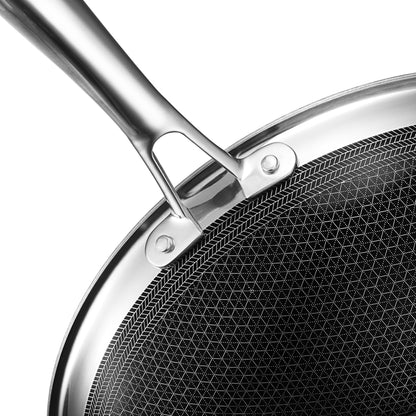 HexClad Hybrid Nonstick 12-Inch Wok, Stay-Cool Handle, Dishwasher-Friendly, Oven-Safe Up to 900°F, Induction Ready, Compatible with All Cooktops