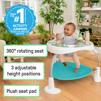 Ingenuity Spring & Sprout 2-in-1 Baby Activity Center Jumper and Table with Infant Toys - Ages 6 Months +, First Forest