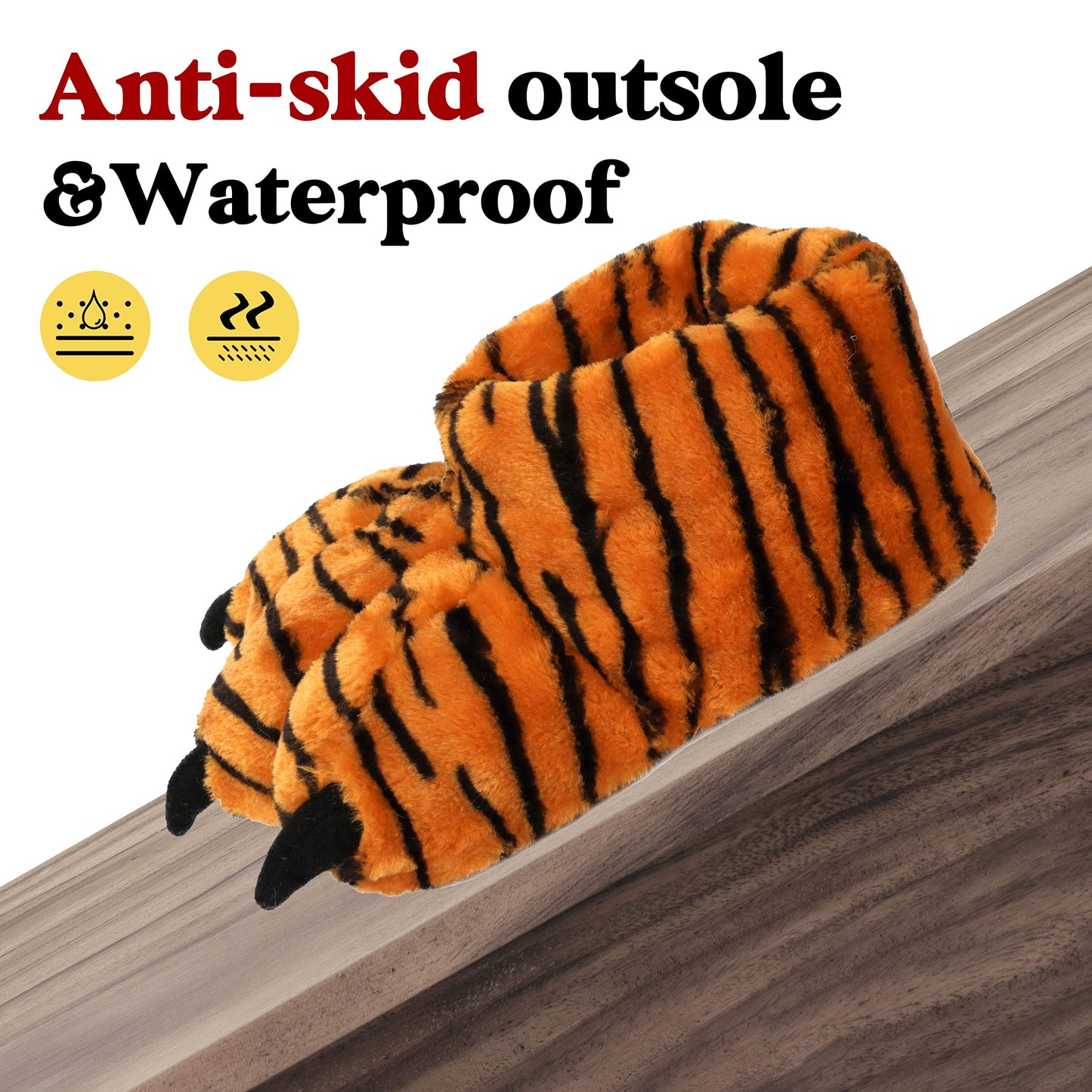 Aopuro Women Plush Animal Paw Slippers - Funny Novelty Bear Claw Plush Slippers with Memory Foam for Gifts, Halloween & Christmas