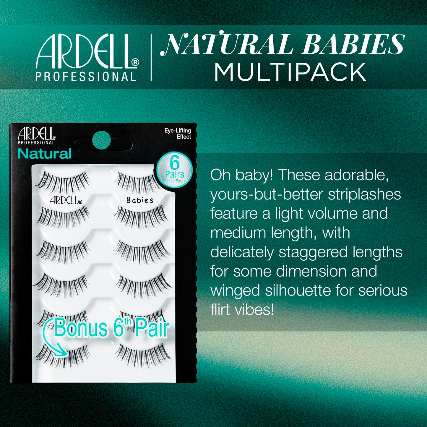 Ardell False Eyelashes Natural Lashes Babies Black - Lightweight, Short Length, Reusable Fake Lashes, 1 Pack