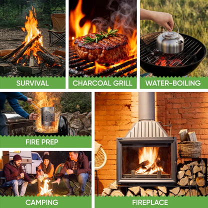 Inflame Fire Starters 130 pcs Fire Starters for Campfires, Grill, BBQ, Fireplace, Woodstove - Charcoal Starter - Waterproof, Weather-Resistant - Natural Wood Fireplace Starters