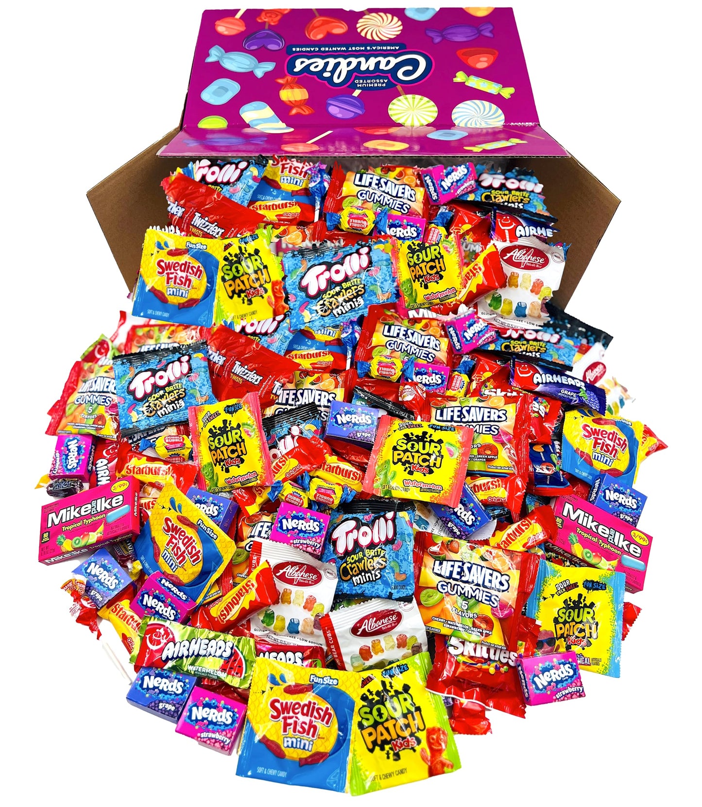HUGE Assorted Candy PARTY MIX BOX 6.50 LBS/104 OZ Over 255 Individually Wrapped Candies of All Time America's Most (104)