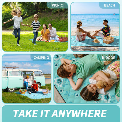 ANJ Outdoors (2025 Upgrade) Extra Large Waterproof Picnic Blankets | Foldable Sandproof Beach Blanket N Outdoor Blanket | 5-Layer Machine Washable Soft Picnic Mat for Camping, Grass, Park N Stadium