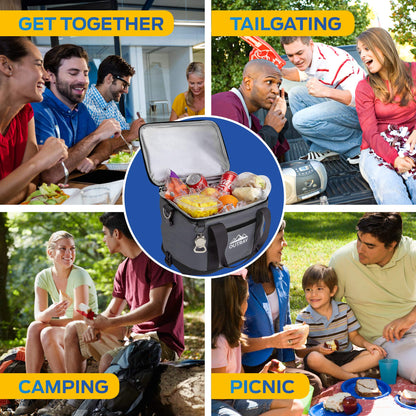 Black Insulated Cooler Bag – 6L Collapsible Thermal Lunch Bag with Bottle Opener, 16 Can Capacity – Perfect for Camping, Picnics and Travel - Handles and Removable Shoulder Strap - by Outrav