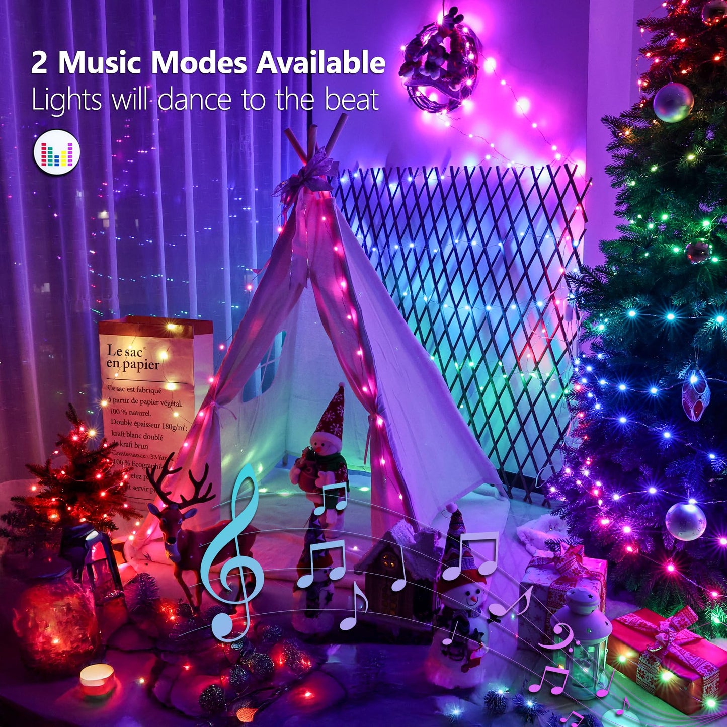 BrizLabs Christmas Fairy String Lights, 33ft 100 LED Color Changing Christmas Fairy Lights with Remote Timer, USB Purple Orange Halloween Light RGB Twinkle Light for Xmas Halloween Home Party Wedding