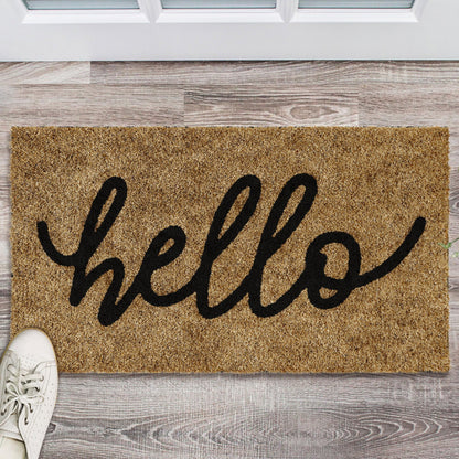 Barnyard Designs Doormat Welcome Mat for Outdoors, Large Front Door Entrance Mat, 30x17, Brown (Hello)