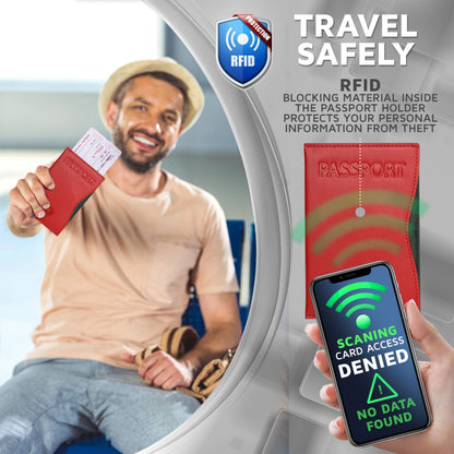 Alban RFID Passport Holder Women Men RFID Blocking Travel Passport Wallet Case Genuine Leather Passport Cover porta pasaporte