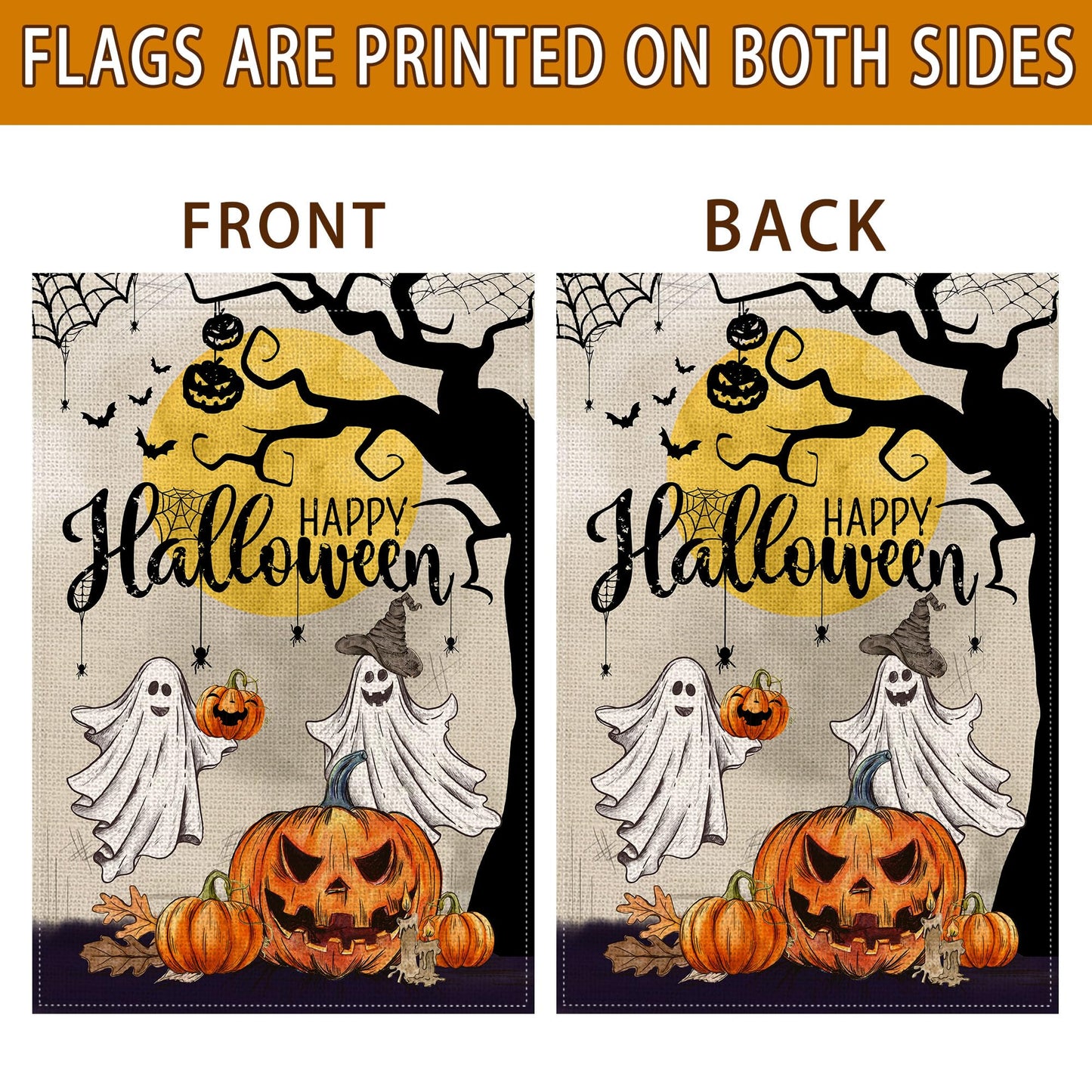 Hexagram Halloween Garden Flag, Halloween Flag 28 X 40 Double Sided, Ghost Happy Garden Pumpkin Flags For Outside Home Decor