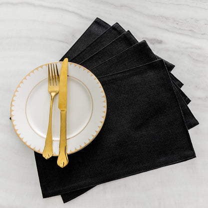 Home Brilliant Black Placemats Set of 6 Heat Resistant Dining Table Fall Halloween Place Mats Kitchen Cloth Table Mats, Black