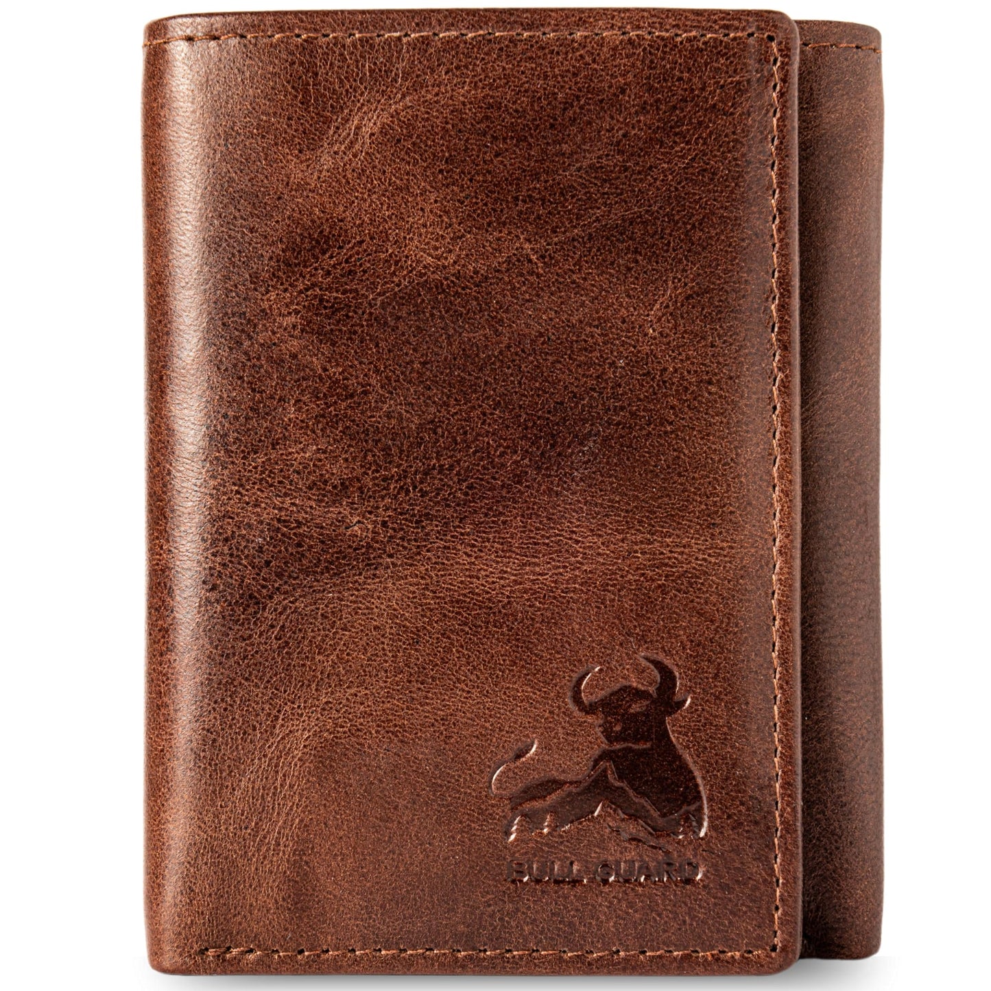 BULL GUARD Best Leather Men's RFID Trifold Wallet With ID Great Outdoor Wallet