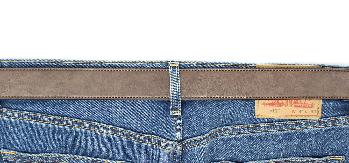 BC Belts Leather Belt Strap with Vintage Distressed Texture 1.5" Wide with Snaps (Dark Brown-XL)