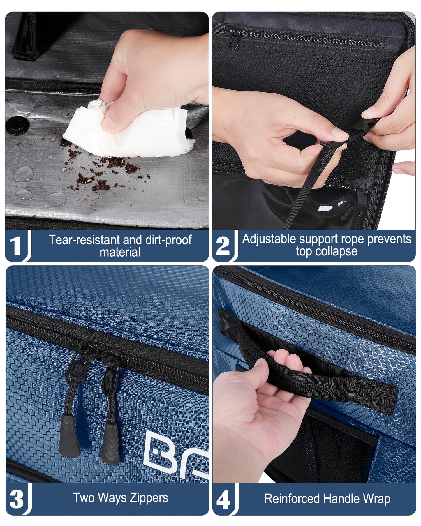 BAIXIXIG Golf Trunk Organizer, 2-Layer Storage with Shoe Pocket, Storage for Golf Accessories, Gifts for Golfers, Blue