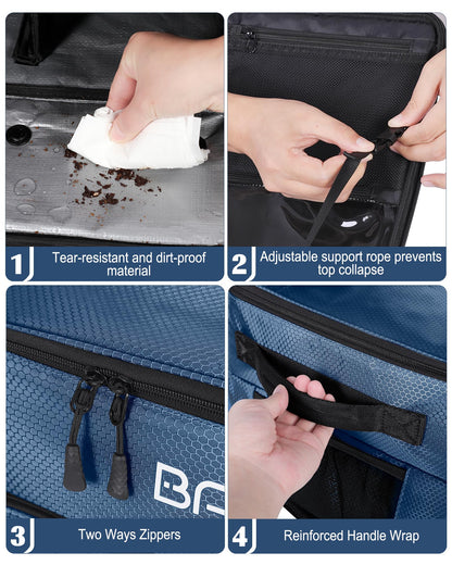 BAIXIXIG Golf Trunk Organizer, 2-Layer Storage with Shoe Pocket, Storage for Golf Accessories, Gifts for Golfers, Blue