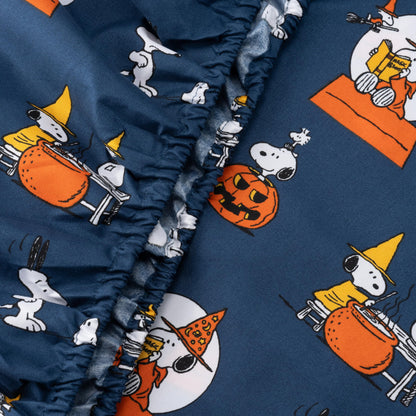 Berkshire Blanket Peanuts® Kids Sheet Set Queen Size - 4 Pieces,Cute Character Snoopy Printed Soft Microfiber Bed Sheets,Halloween Magic Potions Sheet Navy