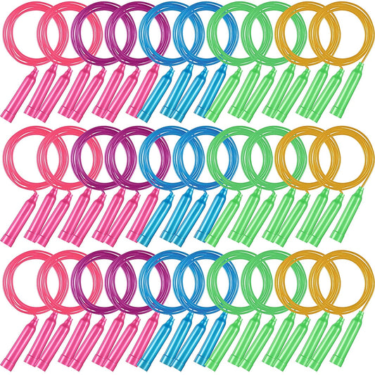 30 Pcs Jump Ropes for Kids Bulk Colorful Plastic Jump Ropes 7.5 ft Adjustable Skipping Rope for Boys Girls, Outdoor Fun Activity Birthday Party Favor