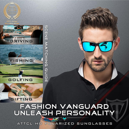 ATTCL Men's Retro Metal Frame Driving Polarized Sunglasses For Men 18587blue