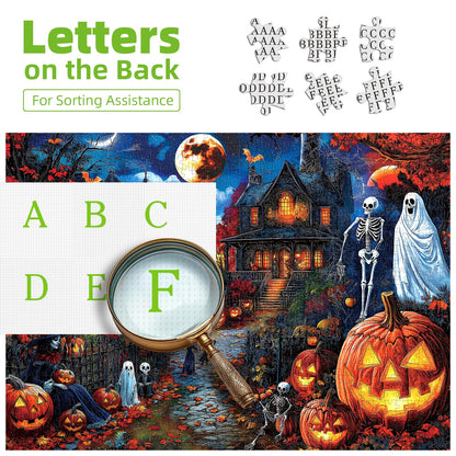 Blueforest Halloween 1000 Piece Jigsaw Puzzle for Adults - Spooky Ghosts, Skeletons, Pumpkins, Witch & Haunted House Puzzle, Challenging Fun Adult Puzzles for Relaxation, Decor & Gifts