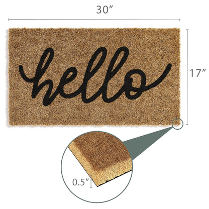 Barnyard Designs Doormat Welcome Mat for Outdoors, Large Front Door Entrance Mat, 30x17, Brown (Hello)