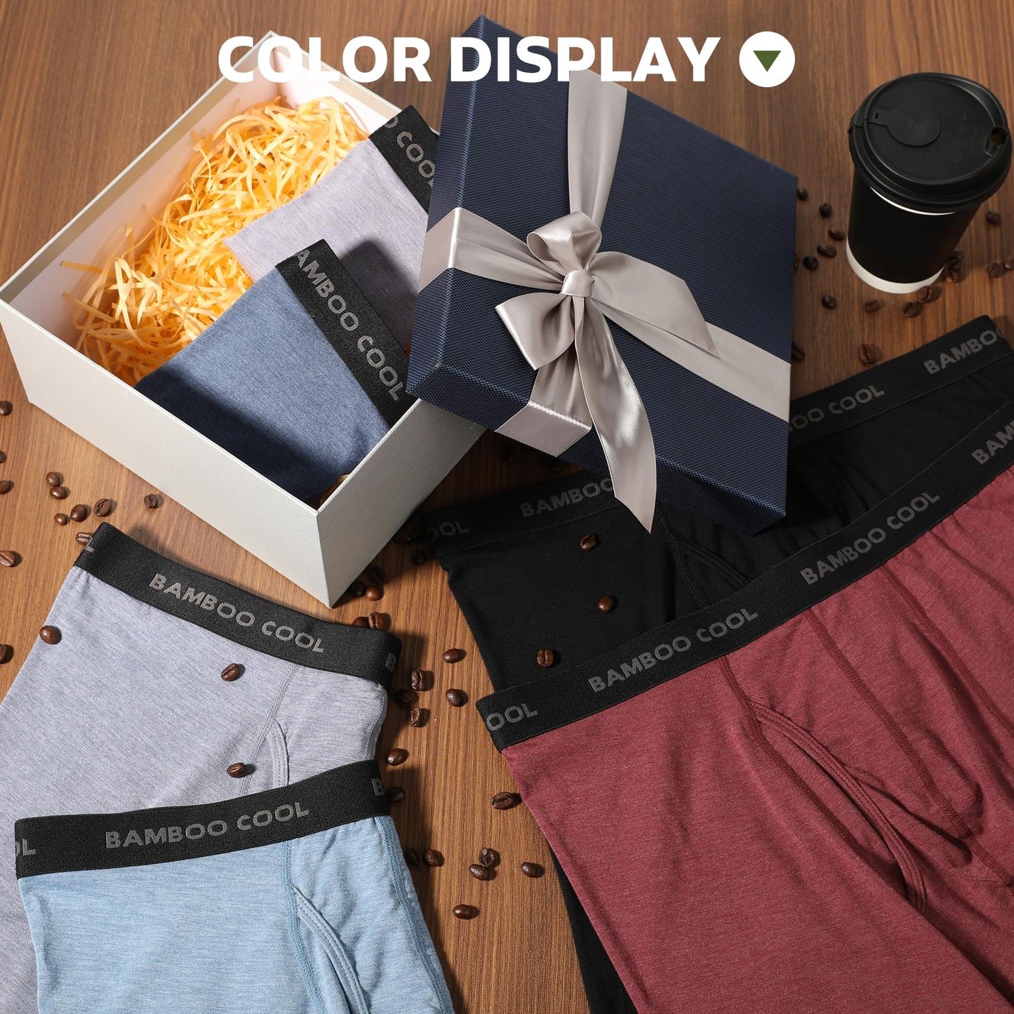 BAMBOO COOL Men's Ultra Breathable Underwear,No Riding Up Boxer Briefs with ComfortFlexible Waistband,Multipack