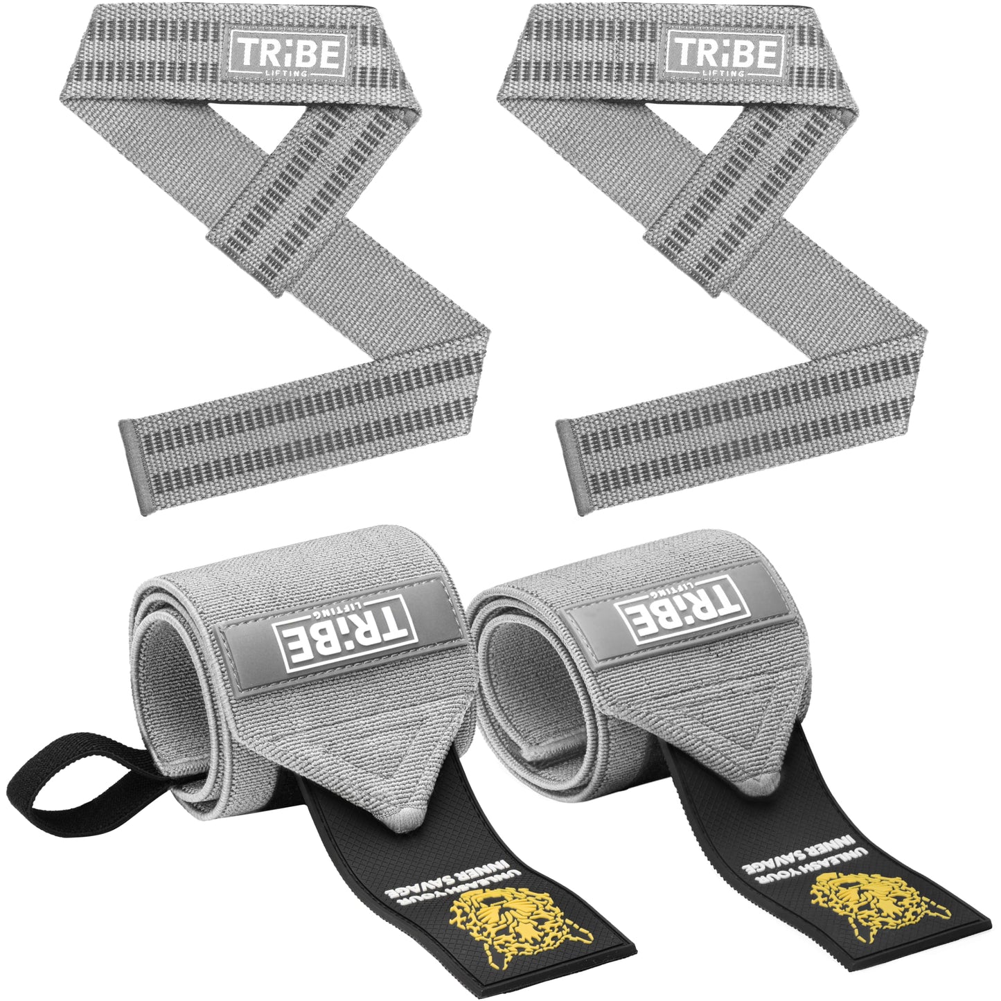 Heavy Duty Wrist Wraps and Lifting Straps - 21" Wrist Wraps for Weightlifting Men and 24" Wrist Straps for Weightlifting with Silicone Grip and Padding - Weight Lifting Wrist Wraps and Gym Straps