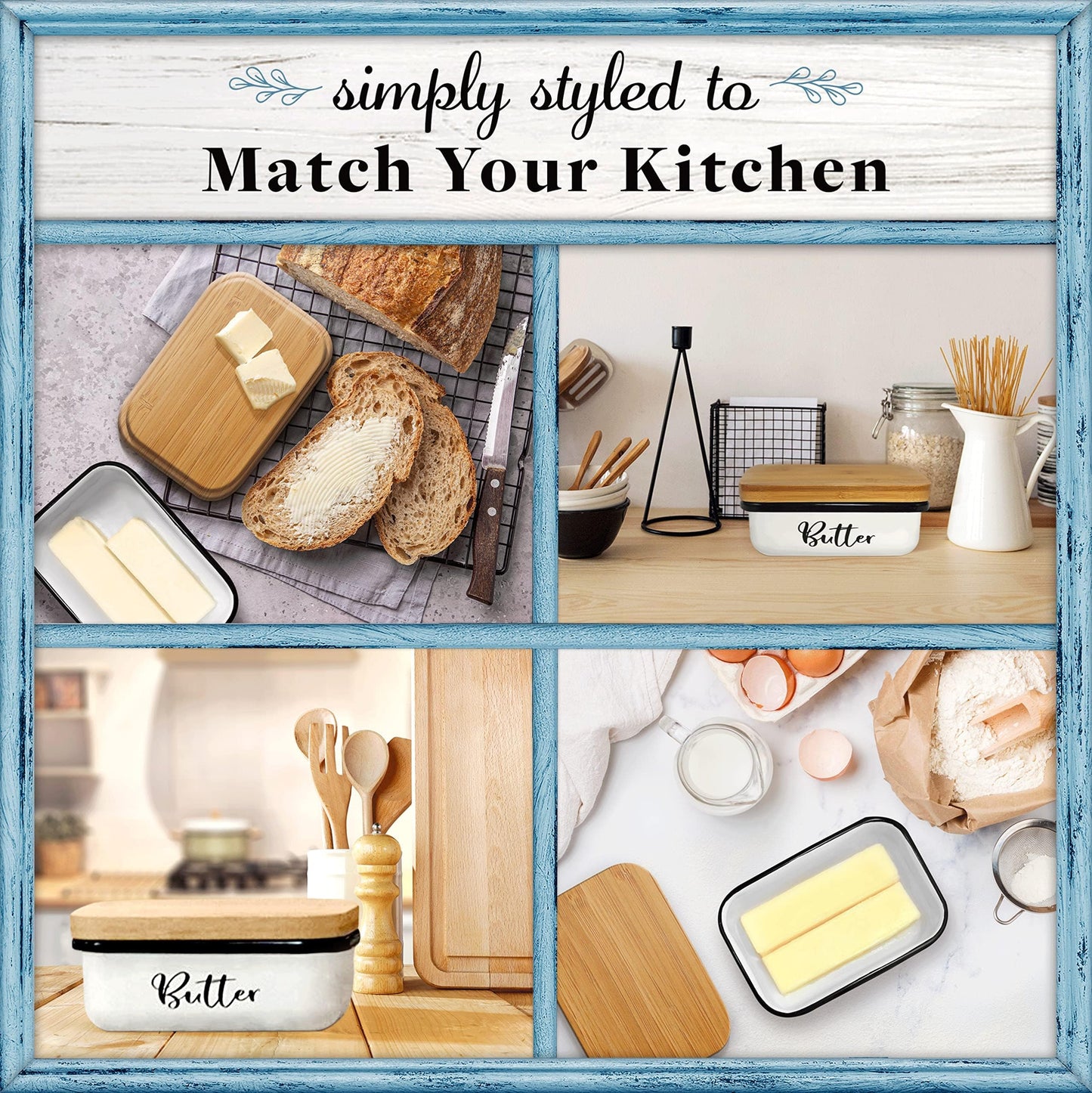 Home Acre Designs Butter Dish with Lid for Farmhouse Home Decor, Kitchen Collection